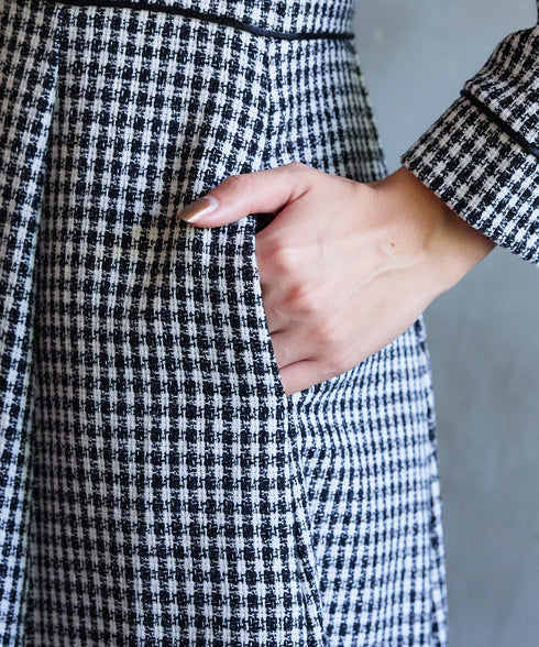 ツイード配色フレアワンピース