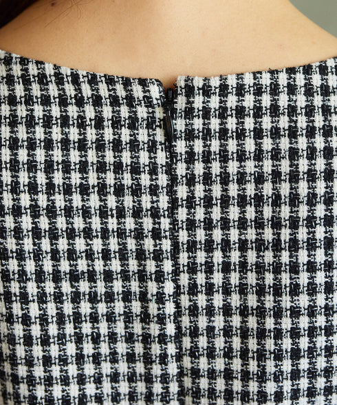 ツイード配色フレアワンピース