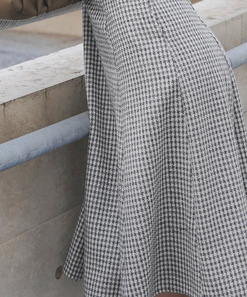 ツイード配色フレアワンピース