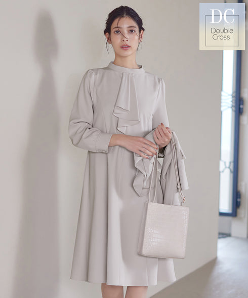 【アウトレット / ダブルクロス】フリルドレープワンピース