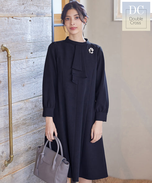 【アウトレット / ダブルクロス】フリルドレープワンピース