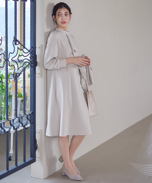 【アウトレット / ダブルクロス】フリルドレープワンピース