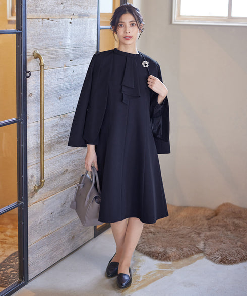 【アウトレット / ダブルクロス】フリルドレープワンピース