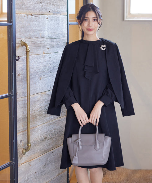 【アウトレット / ダブルクロス】フリルドレープワンピース