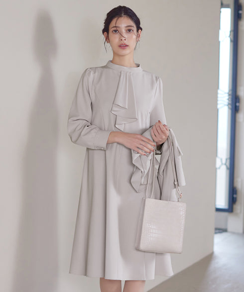 【アウトレット / ダブルクロス】フリルドレープワンピース