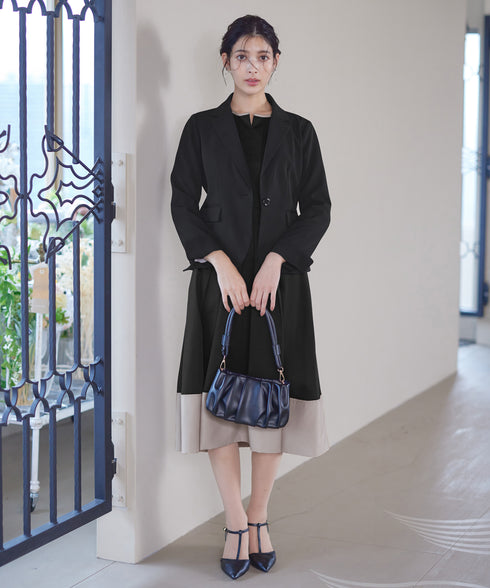 【新色追加】 キーネックフレアワンピース