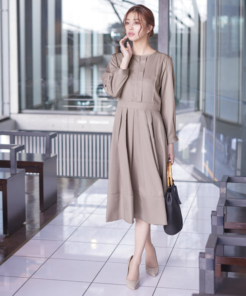 【新色追加】 キーネックフレアワンピース