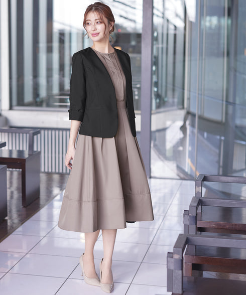 【新色追加】 キーネックフレアワンピース