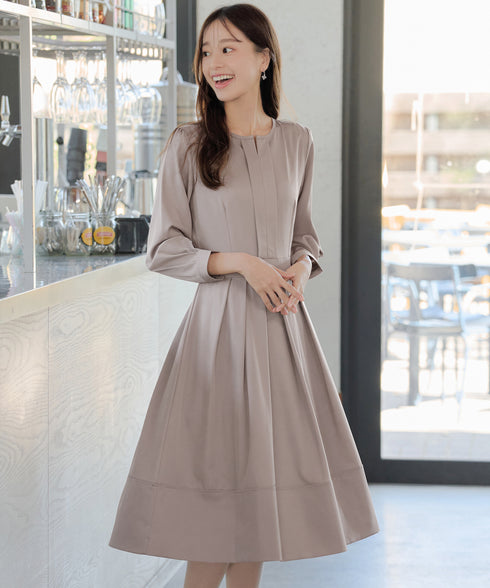 【新色追加】 キーネックフレアワンピース
