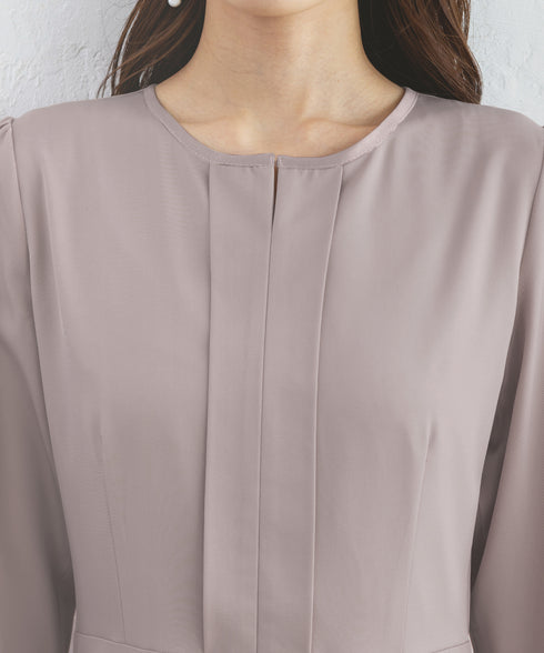 【新色追加】 キーネックフレアワンピース