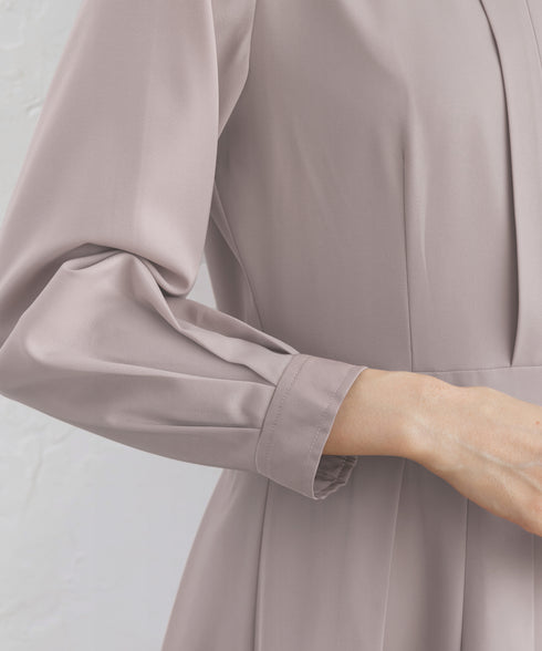 【新色追加】 キーネックフレアワンピース