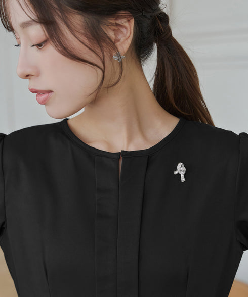 【新色追加】 キーネックフレアワンピース