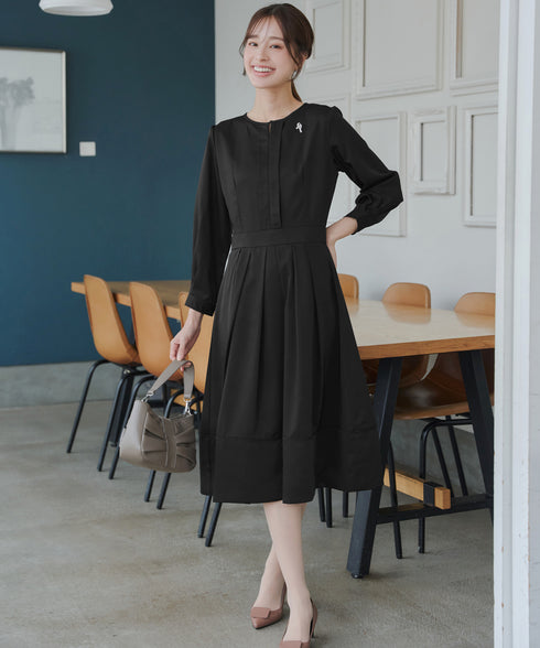 【新色追加】 キーネックフレアワンピース
