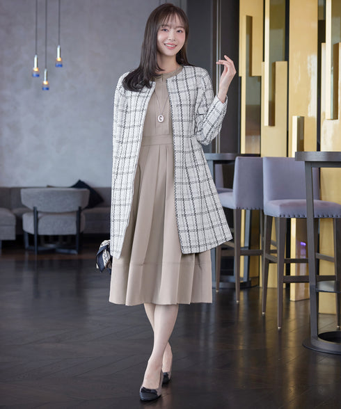 【新色追加】 キーネックフレアワンピース