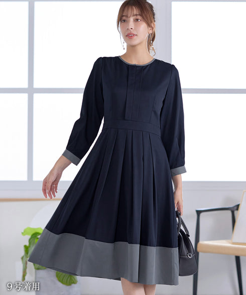 【新色追加】 キーネックフレアワンピース