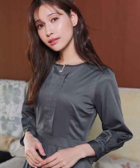 【新色追加】 キーネックフレアワンピース