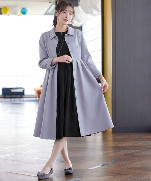 【新色追加】 キーネックフレアワンピース