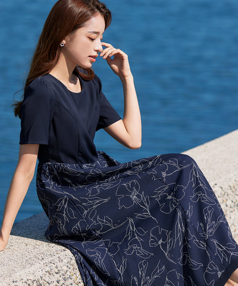 【小倉優子さん着用・新色追加】配色モノトーン柄ワンピース