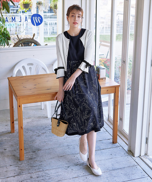 【小倉優子さん着用・新色追加】配色モノトーン柄ワンピース