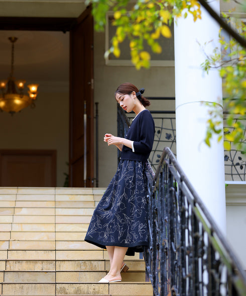 【小倉優子さん着用・新色追加】配色モノトーン柄ワンピース