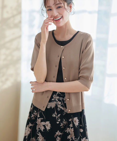 【小倉優子さん着用・新色追加】配色モノトーン柄ワンピース