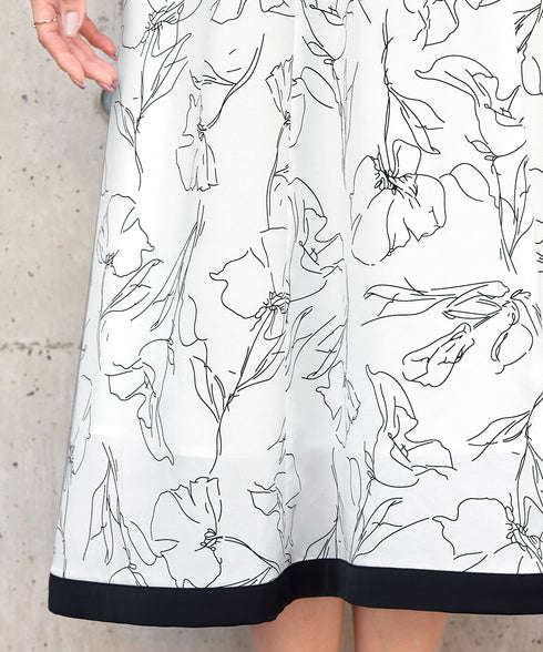 【小倉優子さん着用・新色追加】配色モノトーン柄ワンピース