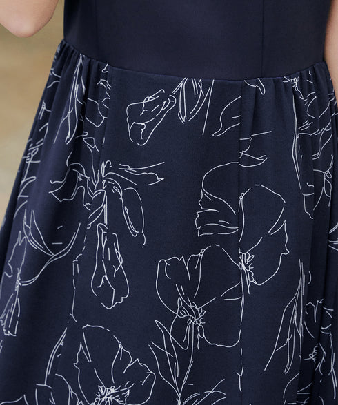 【小倉優子さん着用・新色追加】配色モノトーン柄ワンピース