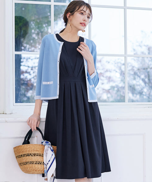 【選べる袖丈】 タックフレアワンピース