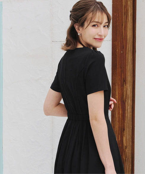 【選べる袖丈】 タックフレアワンピース