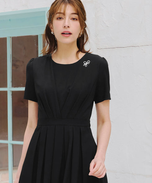 【選べる袖丈】 タックフレアワンピース