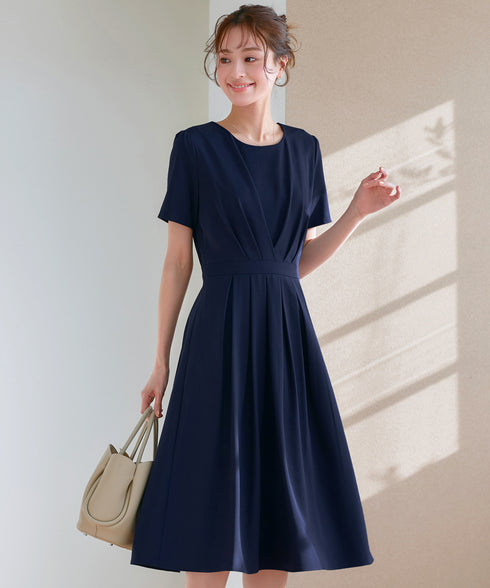 【選べる袖丈】 タックフレアワンピース