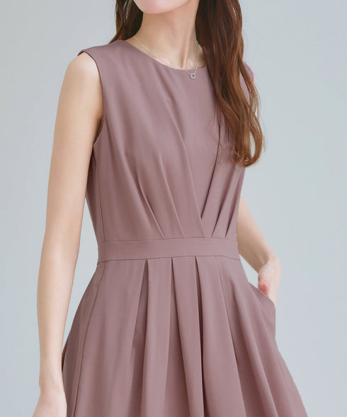 【選べる袖丈】 タックフレアワンピース