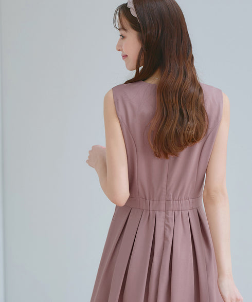 【選べる袖丈】 タックフレアワンピース