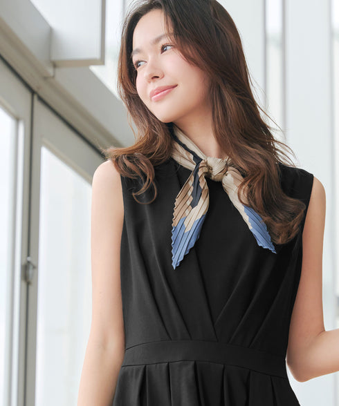 【選べる袖丈】 タックフレアワンピース