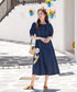 【アウトレット】パフスリーブ配色ステッチワンピース
