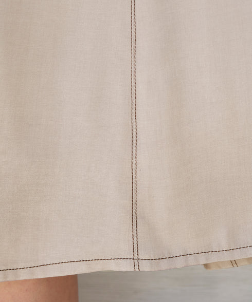 【アウトレット】パフスリーブ配色ステッチワンピース