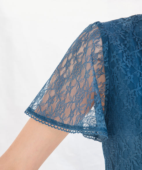 【アウトレット】フレアスリーブ総レースワンピース