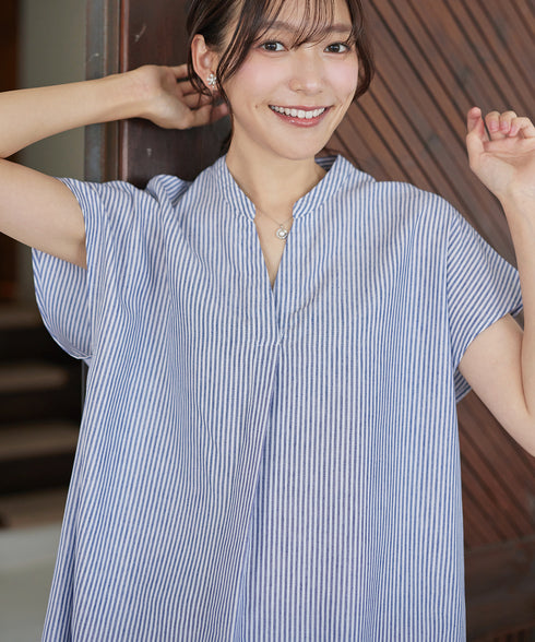 リネンミックススキッパーシャツワンピース