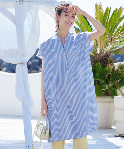 リネンミックススキッパーシャツワンピース