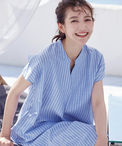 リネンミックススキッパーシャツワンピース