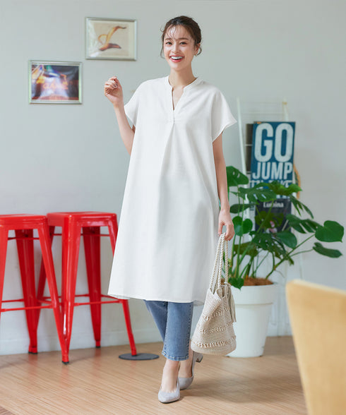 リネンミックススキッパーシャツワンピース