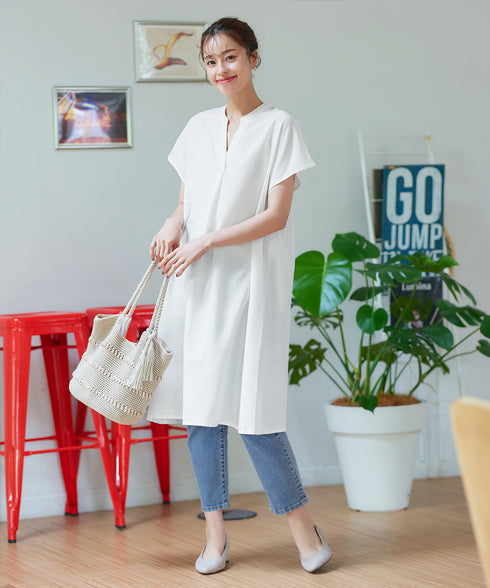 リネンミックススキッパーシャツワンピース