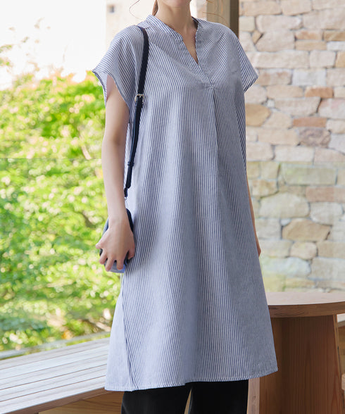 リネンミックススキッパーシャツワンピース