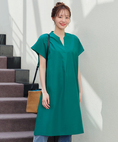 リネンミックススキッパーシャツワンピース