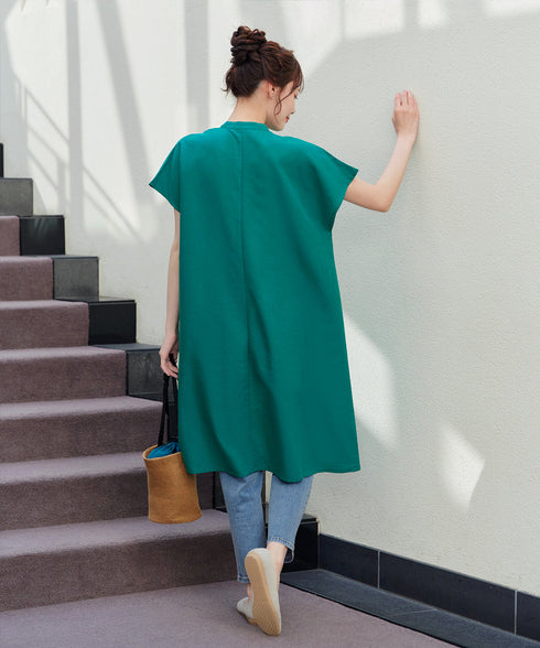 リネンミックススキッパーシャツワンピース