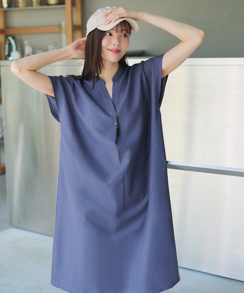 リネンミックススキッパーシャツワンピース