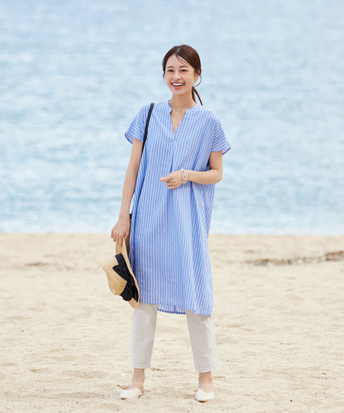 リネンミックススキッパーシャツワンピース