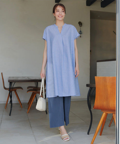 リネンミックススキッパーシャツワンピース