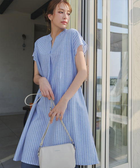 リネンミックススキッパーシャツワンピース