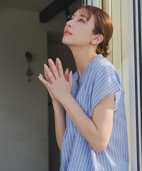 リネンミックススキッパーシャツワンピース